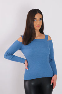 201220 Knitted cut out shoulder top