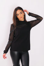 Load image into Gallery viewer, 22020 sheer sleeves mock-neck
