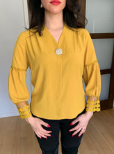 Load image into Gallery viewer, Yellow Designed Sleeve Blouse