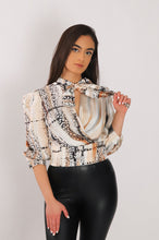 Load image into Gallery viewer, 21620 satin bow neck blouse