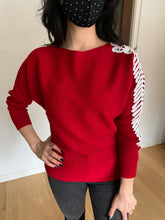 Load image into Gallery viewer, Red Knitted Tunic One Sleeve Design