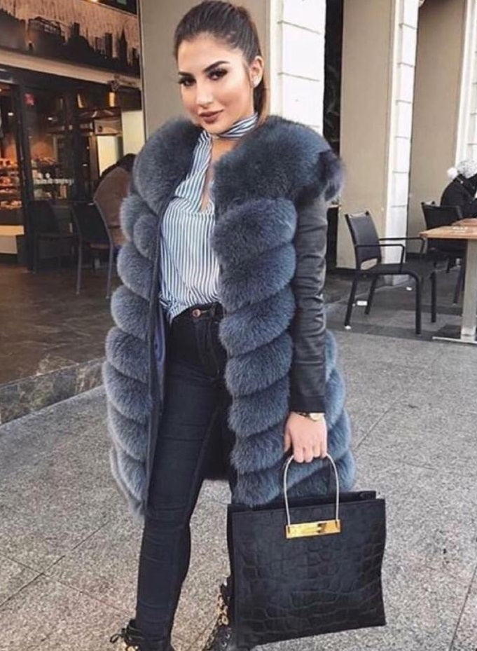 Grey Mid Length High Quality Fox Fur