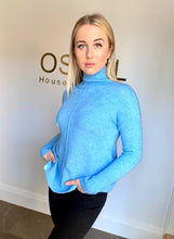 Load image into Gallery viewer, Light blue turtle neck knitted top